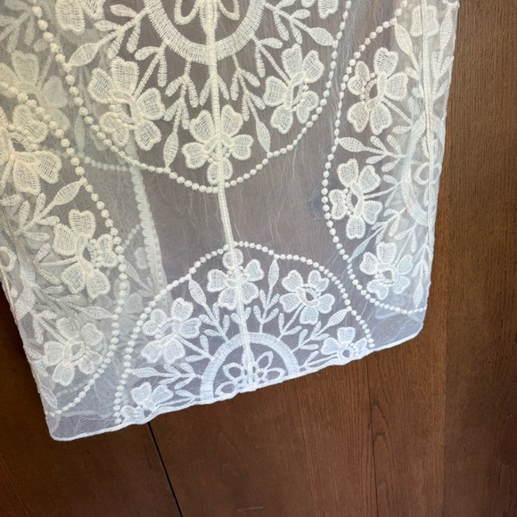 Altar'd State Ivory Mesh Embroidered Duster Lightweight Kimono Festival Boho - Picture 12 of 13